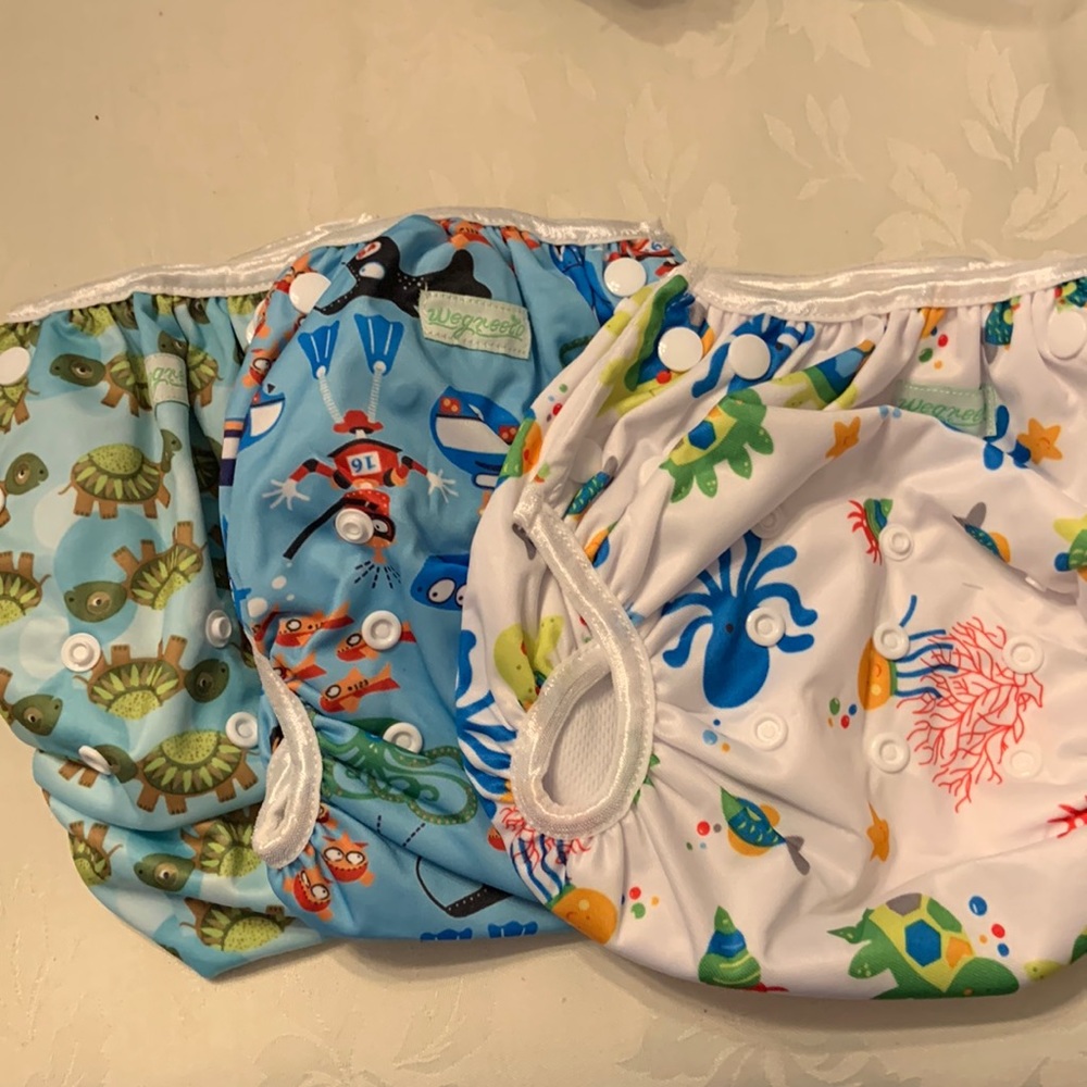 wegreeco Large Snap One Size Adjustable Reusable Baby Swim Diaper